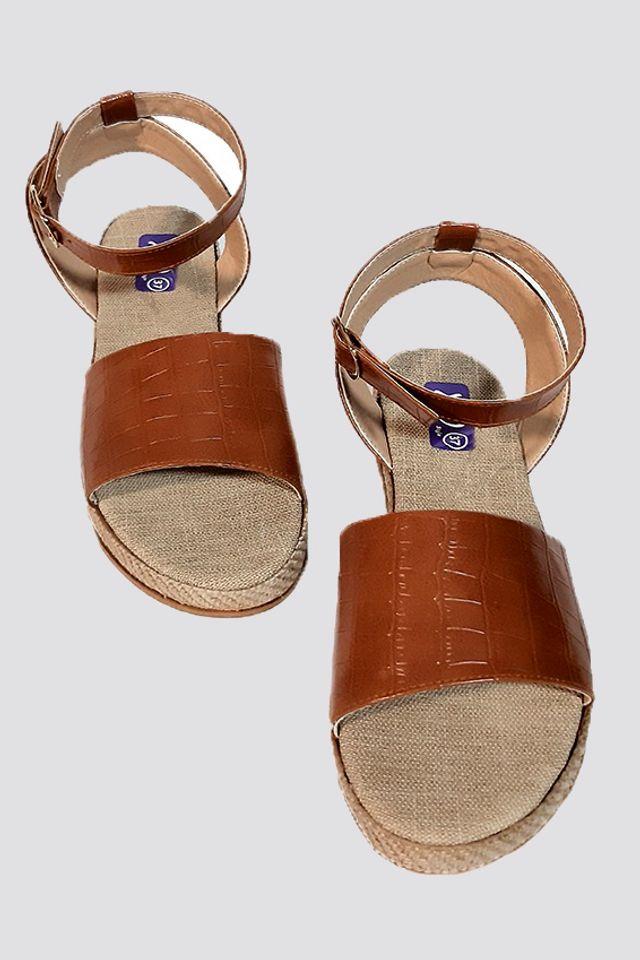 Flocked Leather Sandal