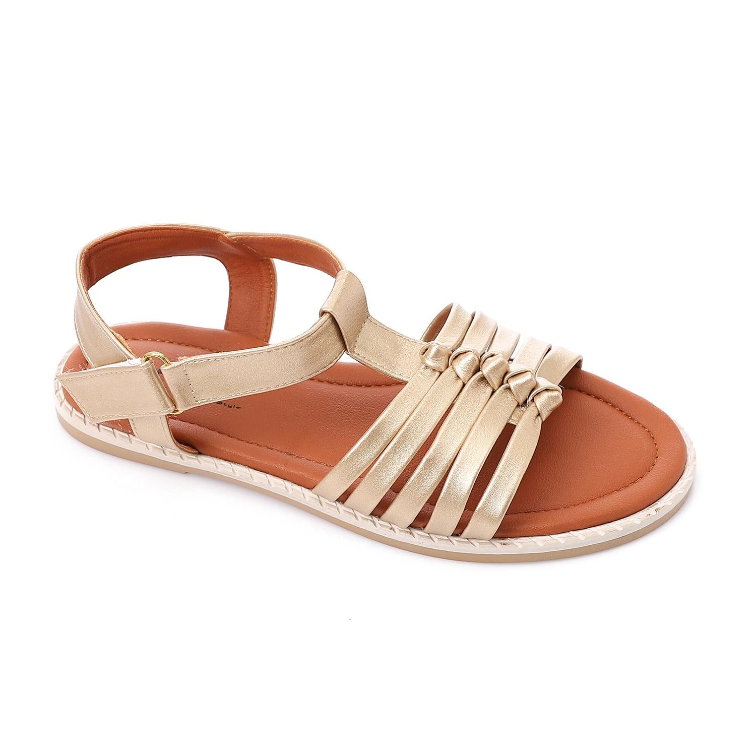 Faux Leather Metallic Sandal - Gold