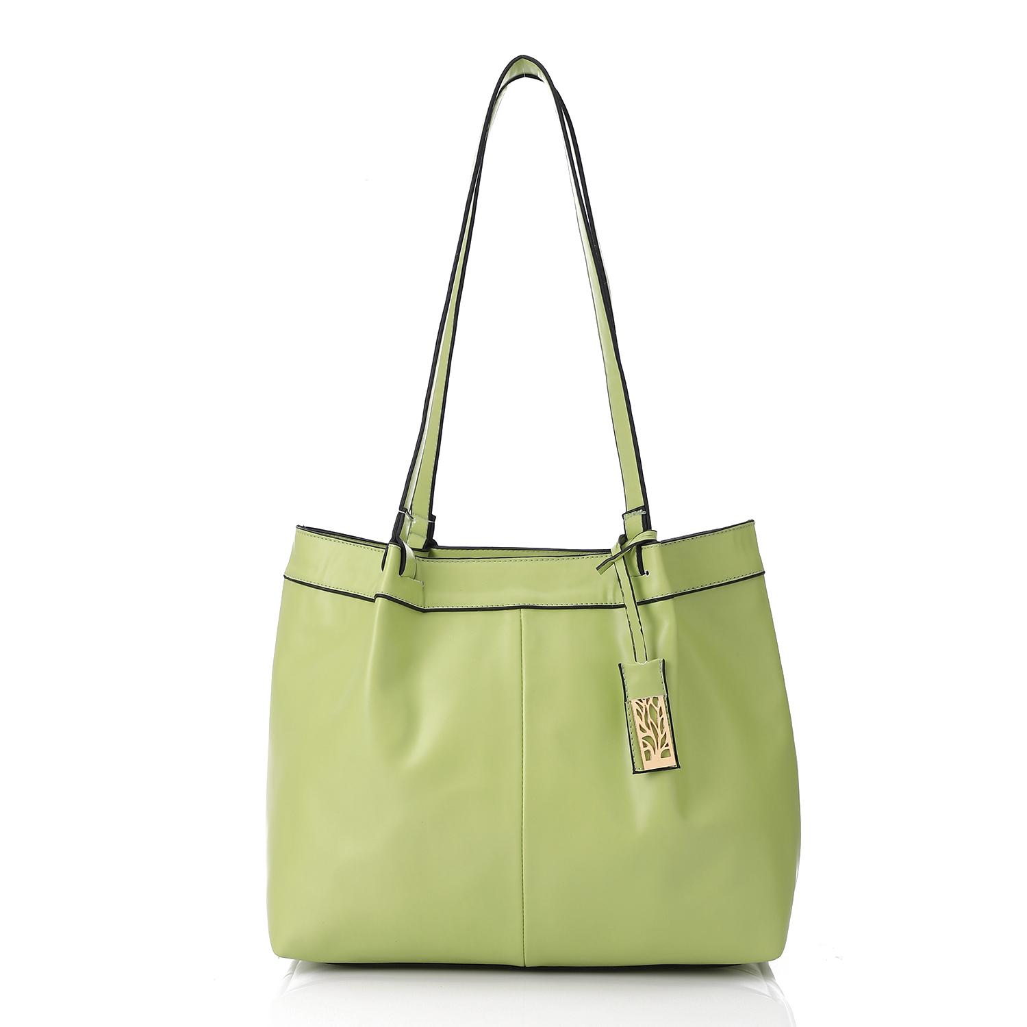 Synthetic Leather Shoulder Bag - Turquoise