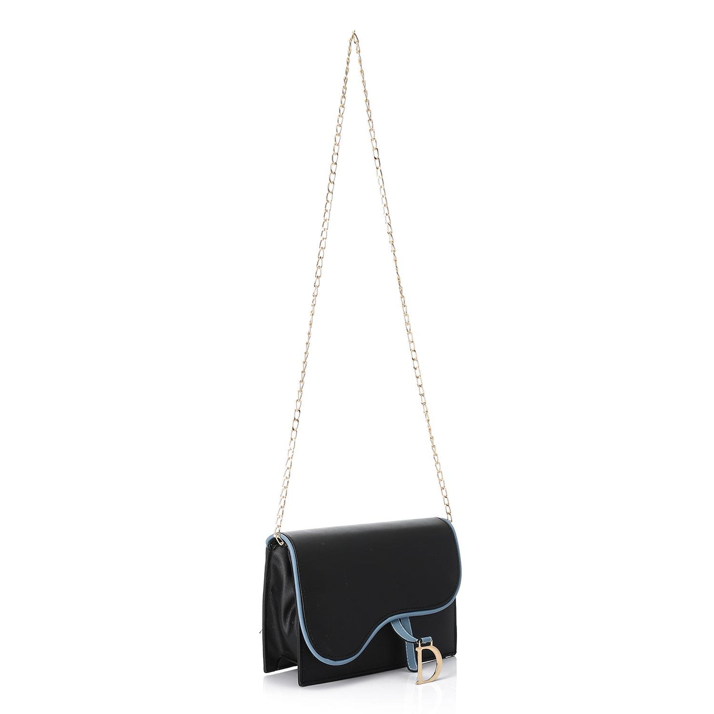 Black Saddle Bag with Blue Accent