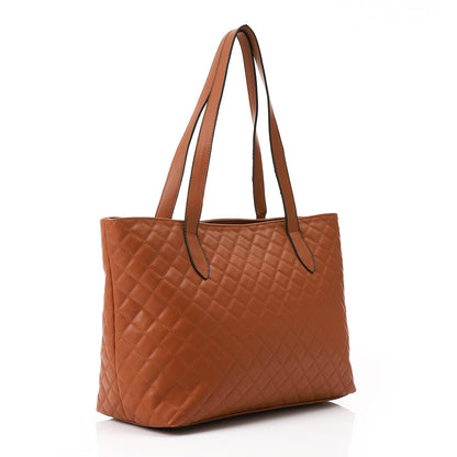 Camel Leather Quilted Tote Bag