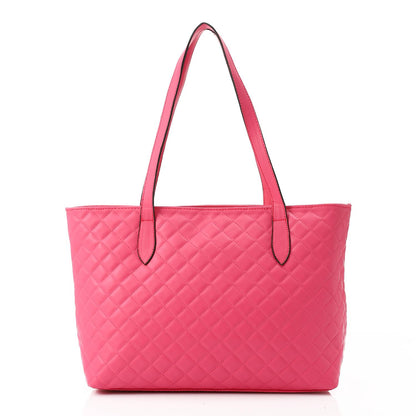 Fuschia Leather Quilted Tote Bag