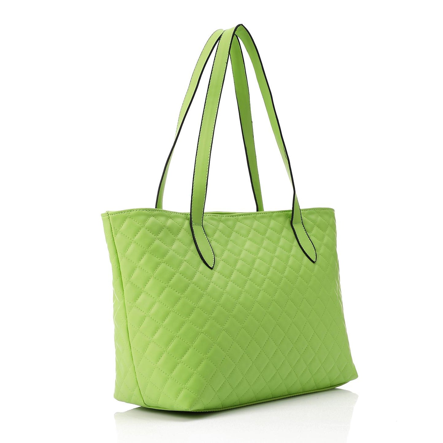 Grass Green Leather Quilted Tote Bag