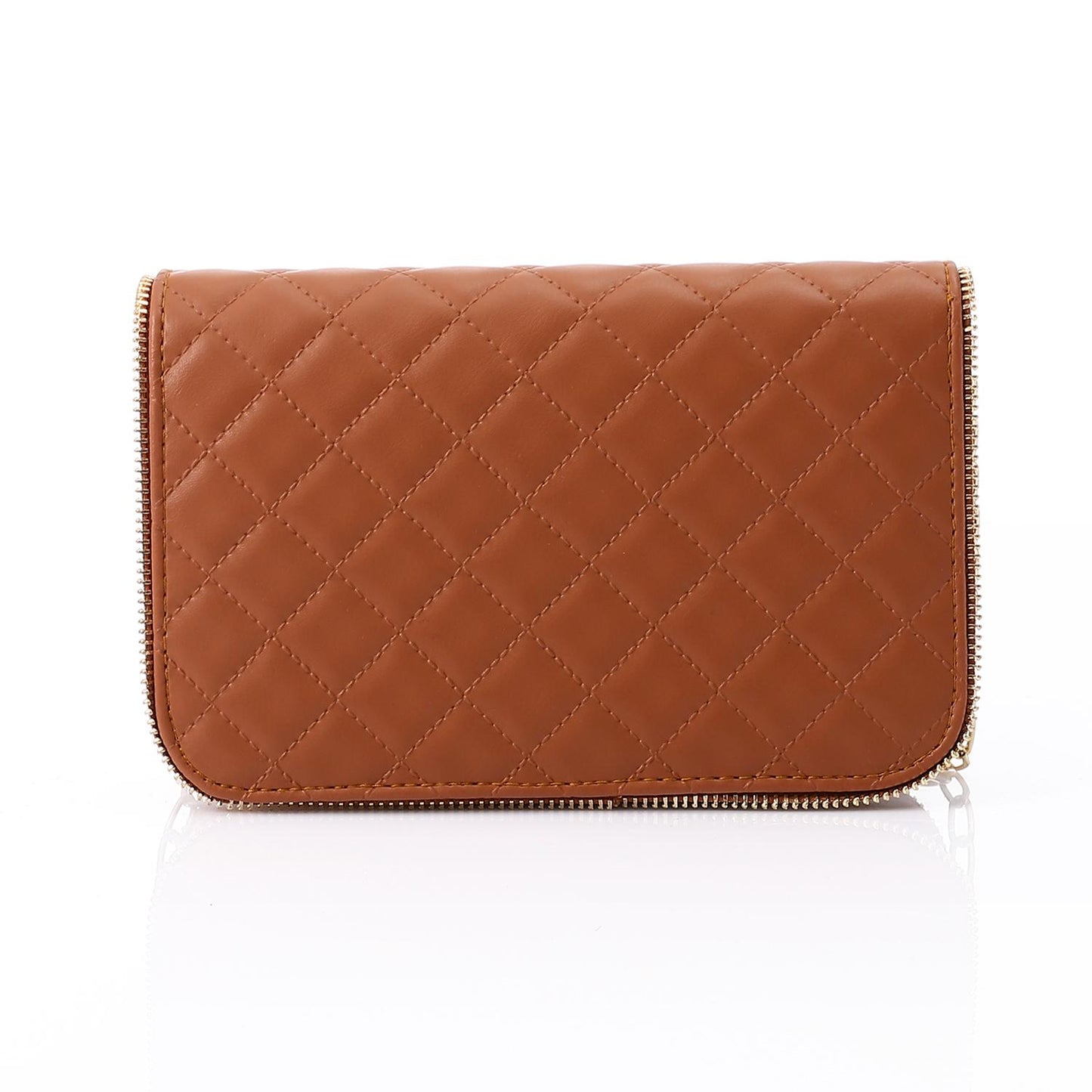 Camel Leather Quilted Classic Handbag