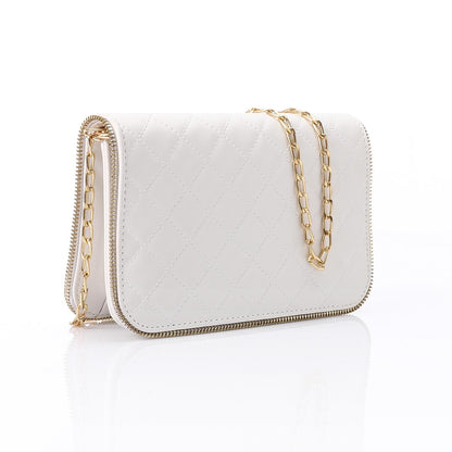 White Leather Quilted Classic Handbag