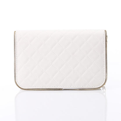 White Leather Quilted Classic Handbag