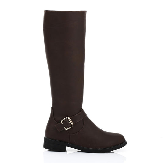 Leather Mid-Calf Boot - Brown