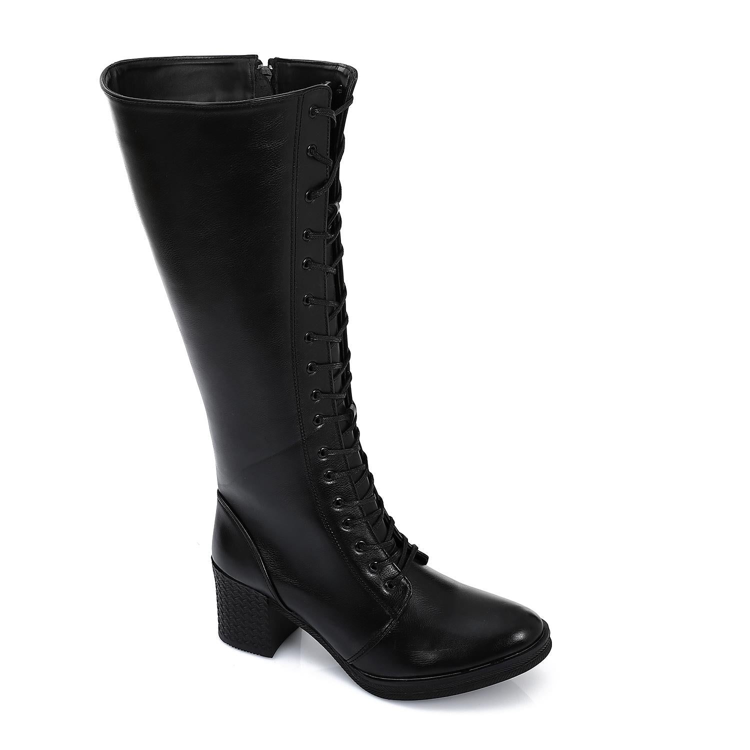 Faux Leather Boot - Black