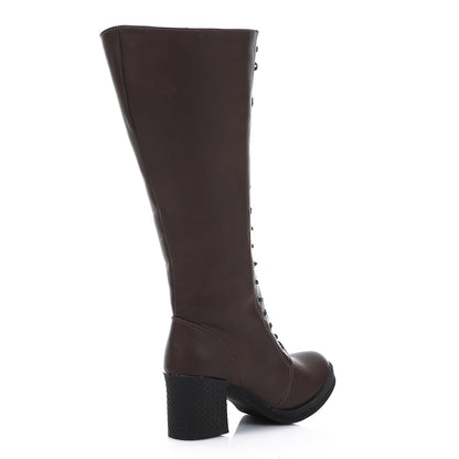 Wide Calf Leather Boot - 7Cm