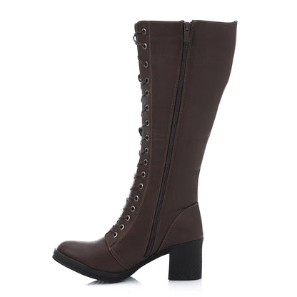 Wide Calf Leather Boot - 7Cm