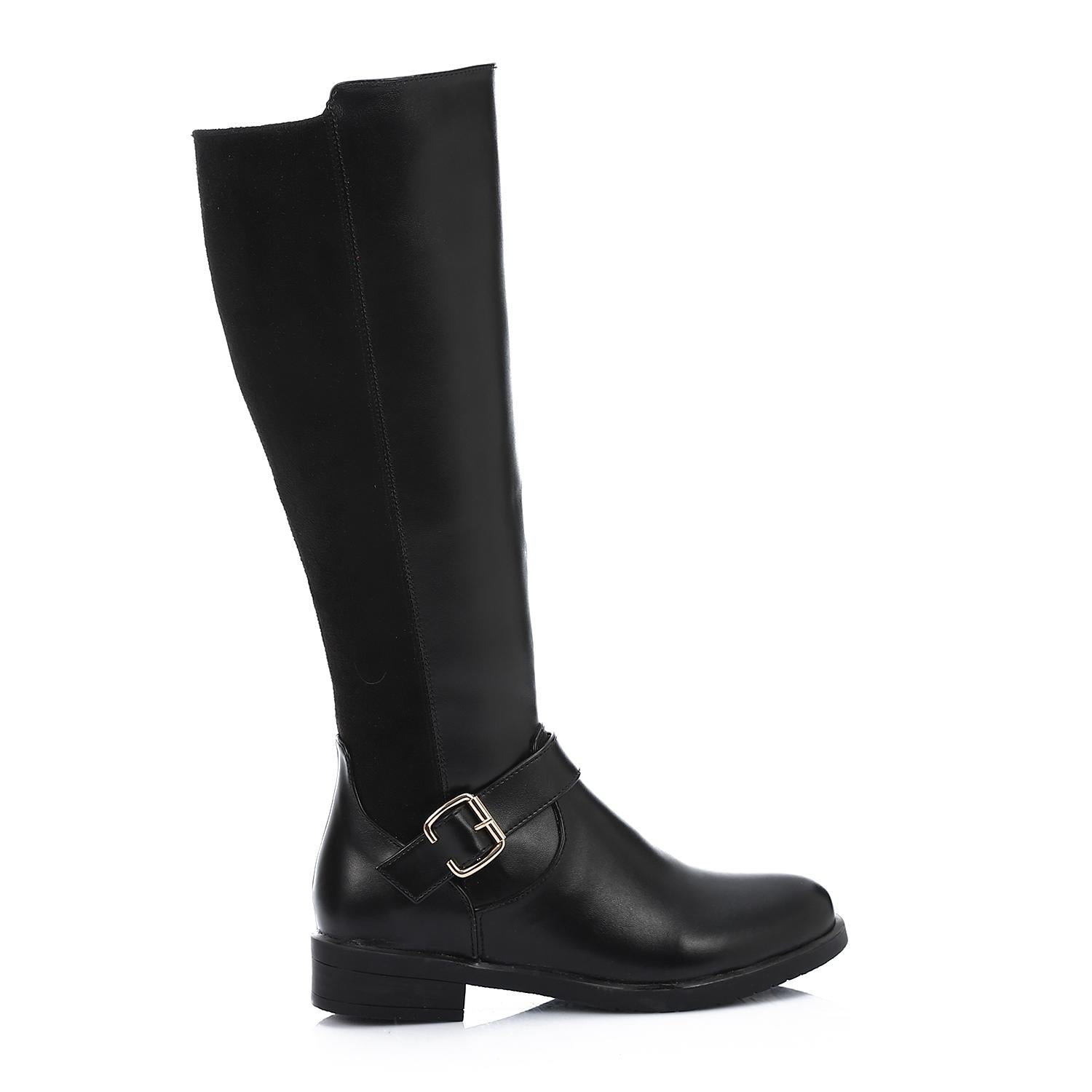 Faux Leather Boot - Black