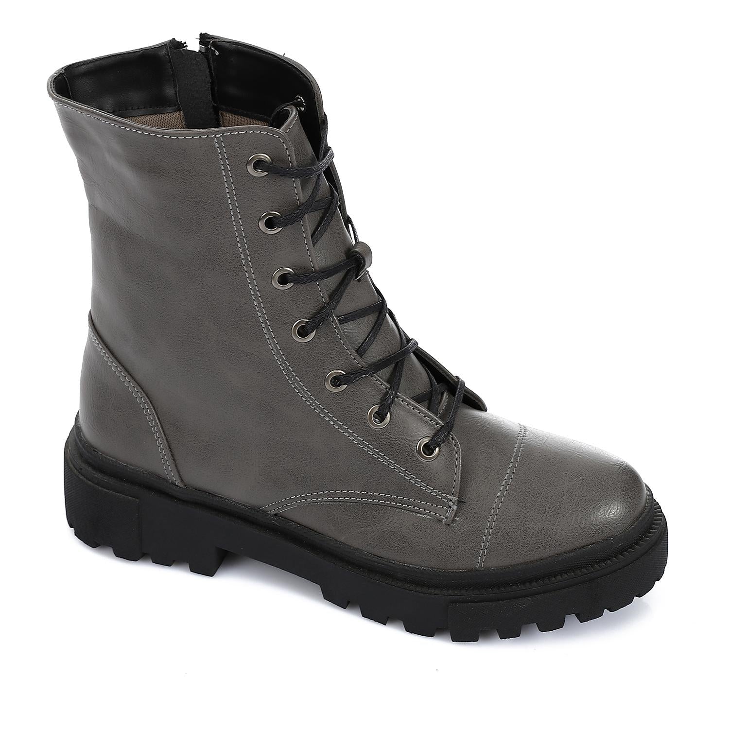 Patent Leather Solid Chelsea Boots - Grey