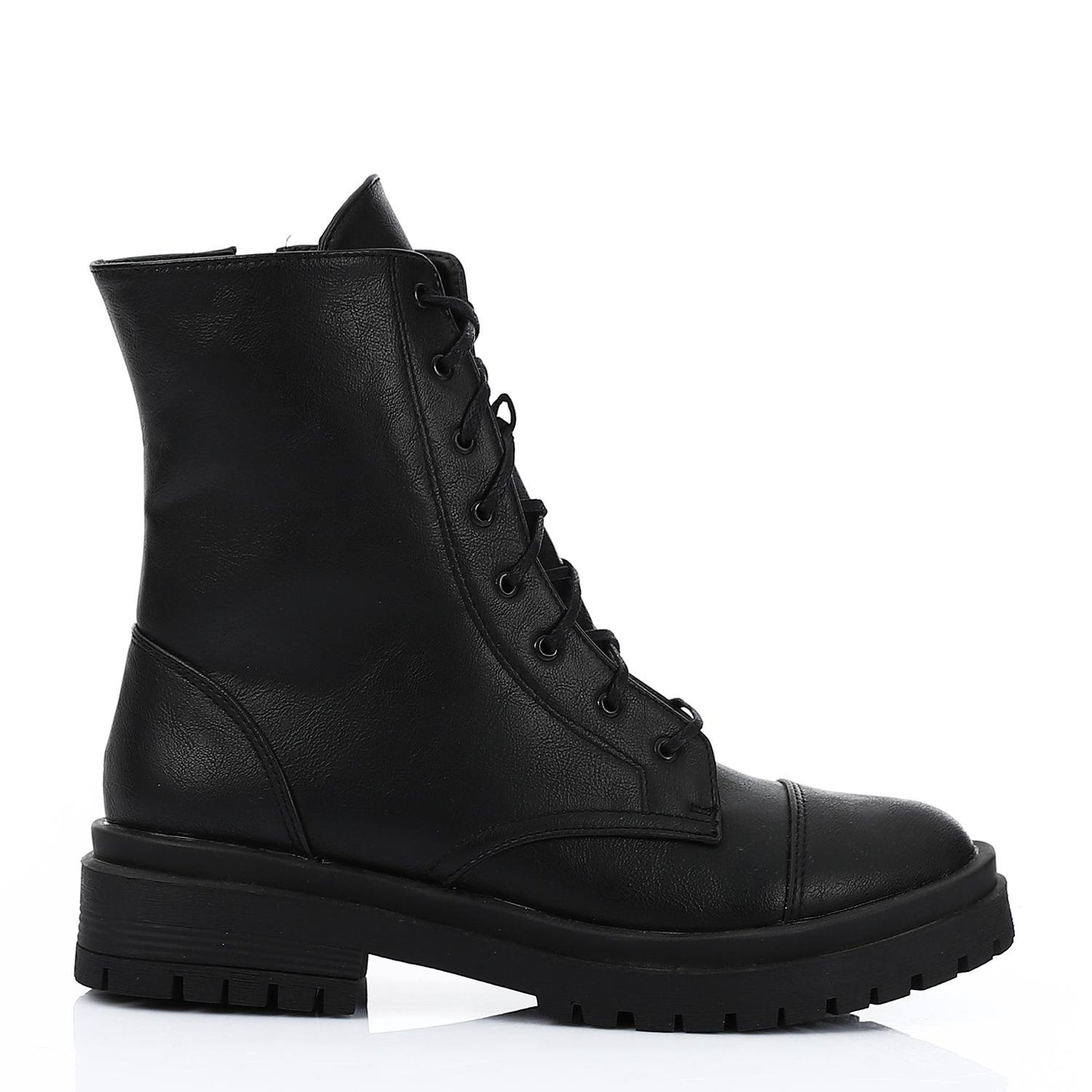 Leather Combat Boots - Black