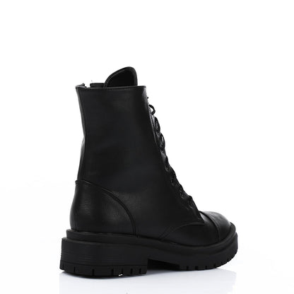 Leather Combat Boots - Black