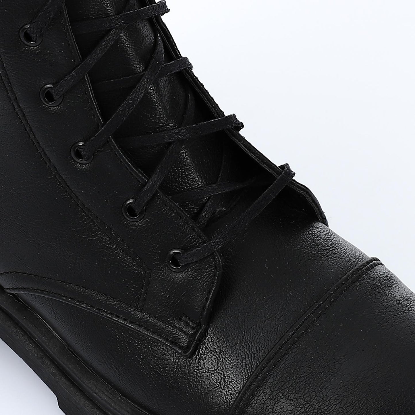 Leather Combat Boots - Black