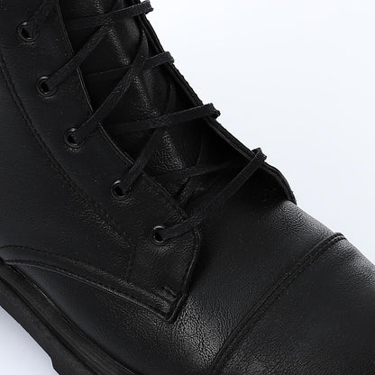 Leather Combat Boots - Black