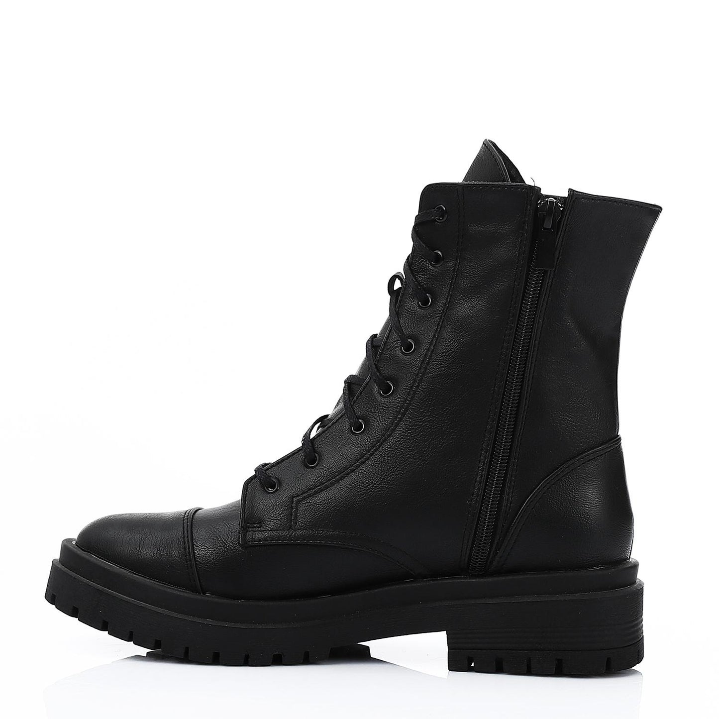 Leather Combat Boots - Black