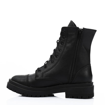 Leather Combat Boots - Black
