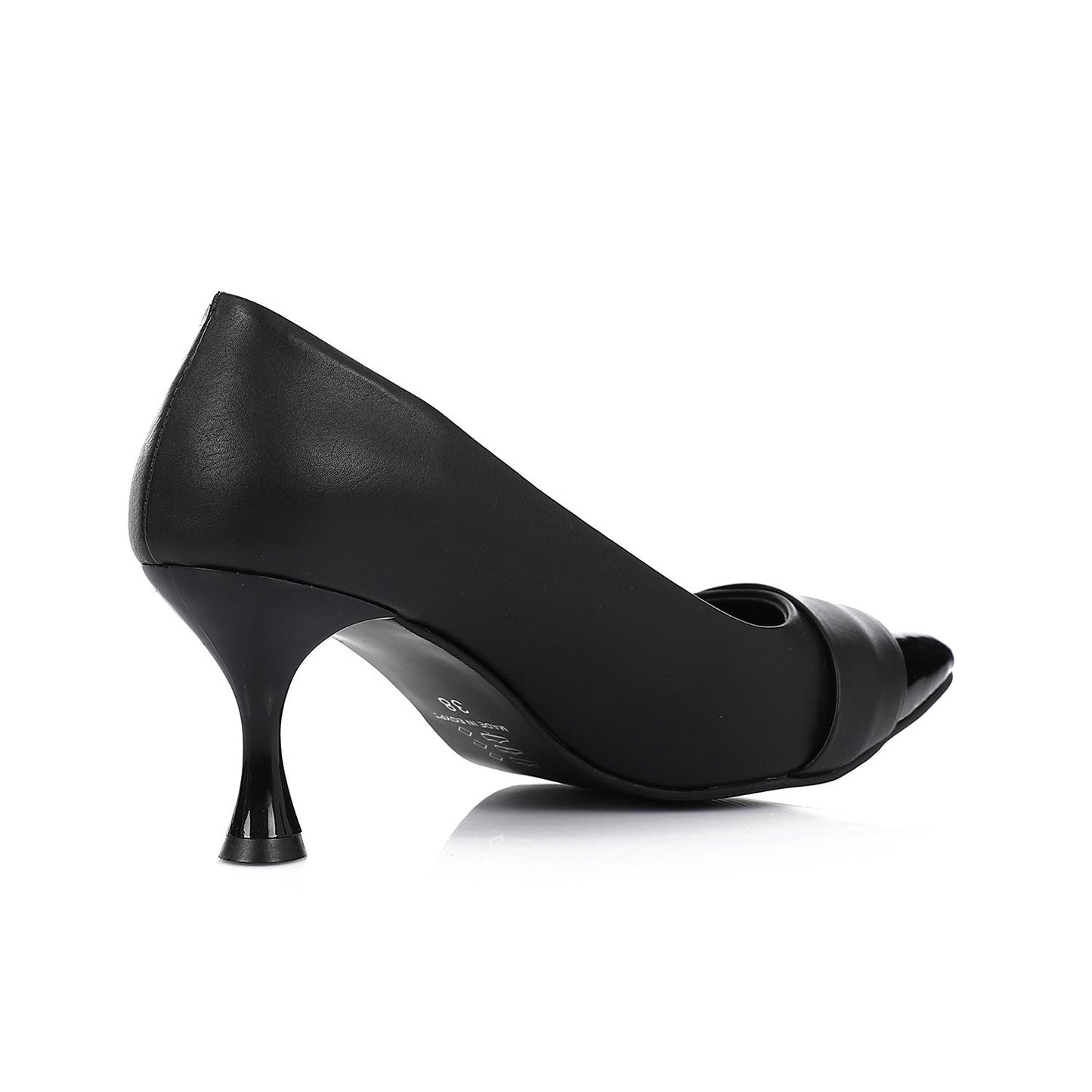 Faux leather Pointed-Toe Kitten Heel Pump - Black