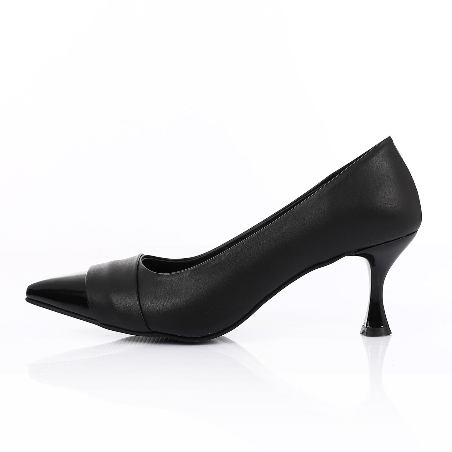 Faux leather Pointed-Toe Kitten Heel Pump - Black