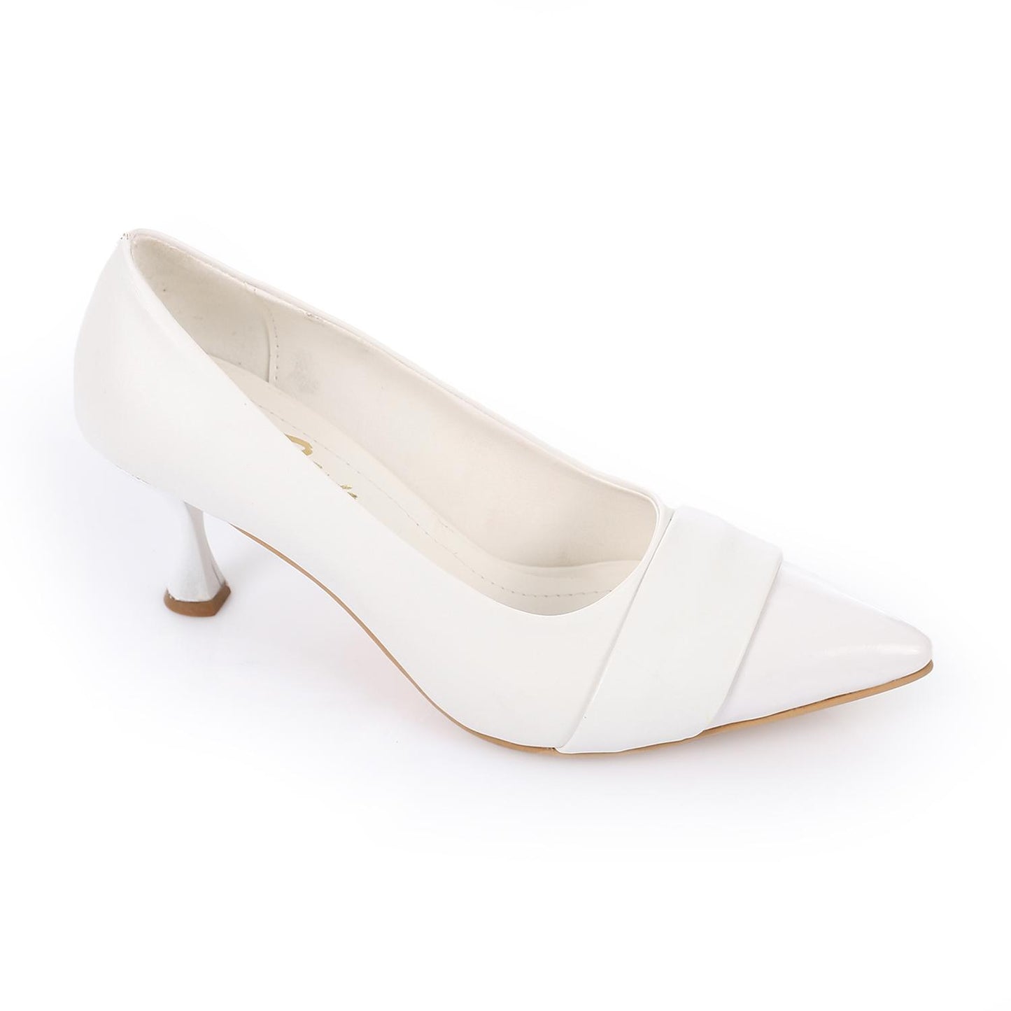 Faux leather Pointed-Toe Kitten Heel Pump - White