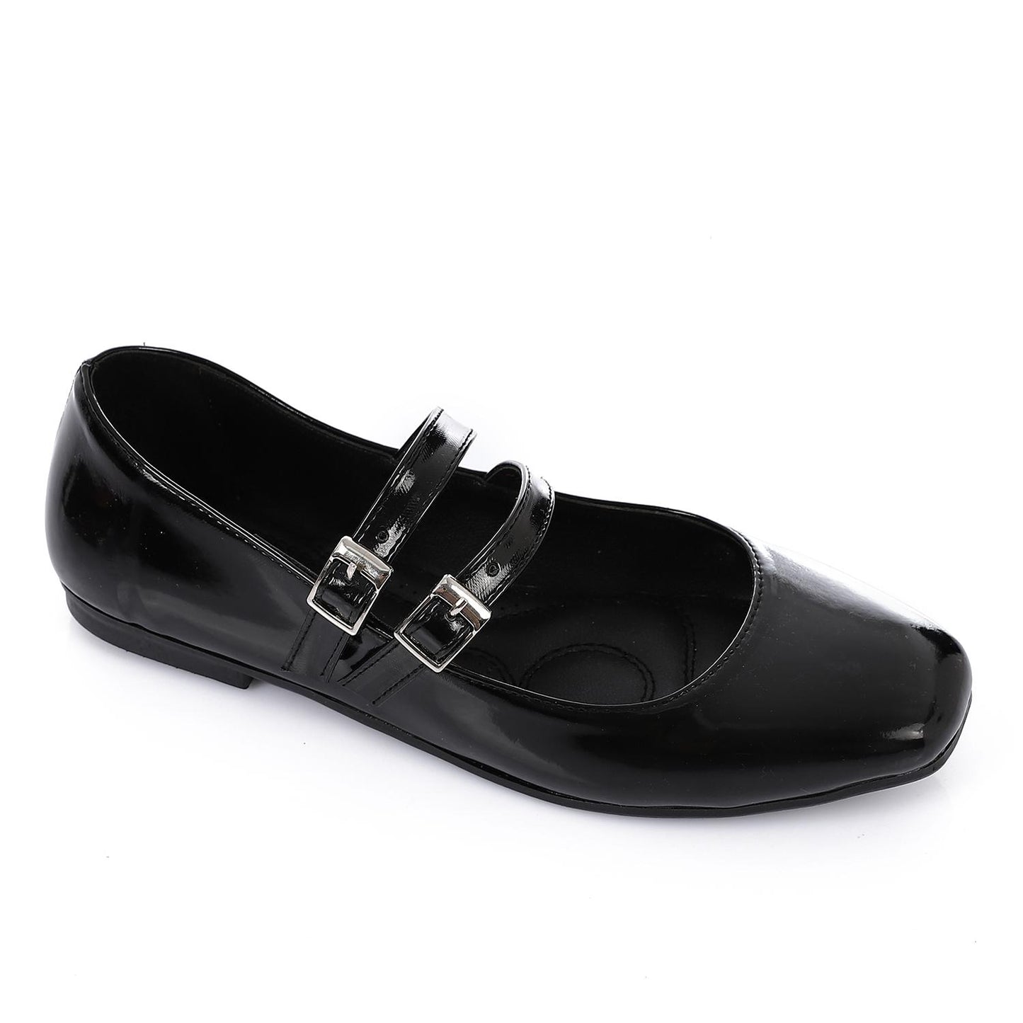 Patent Leather Solid Mary Jane Flats - Black