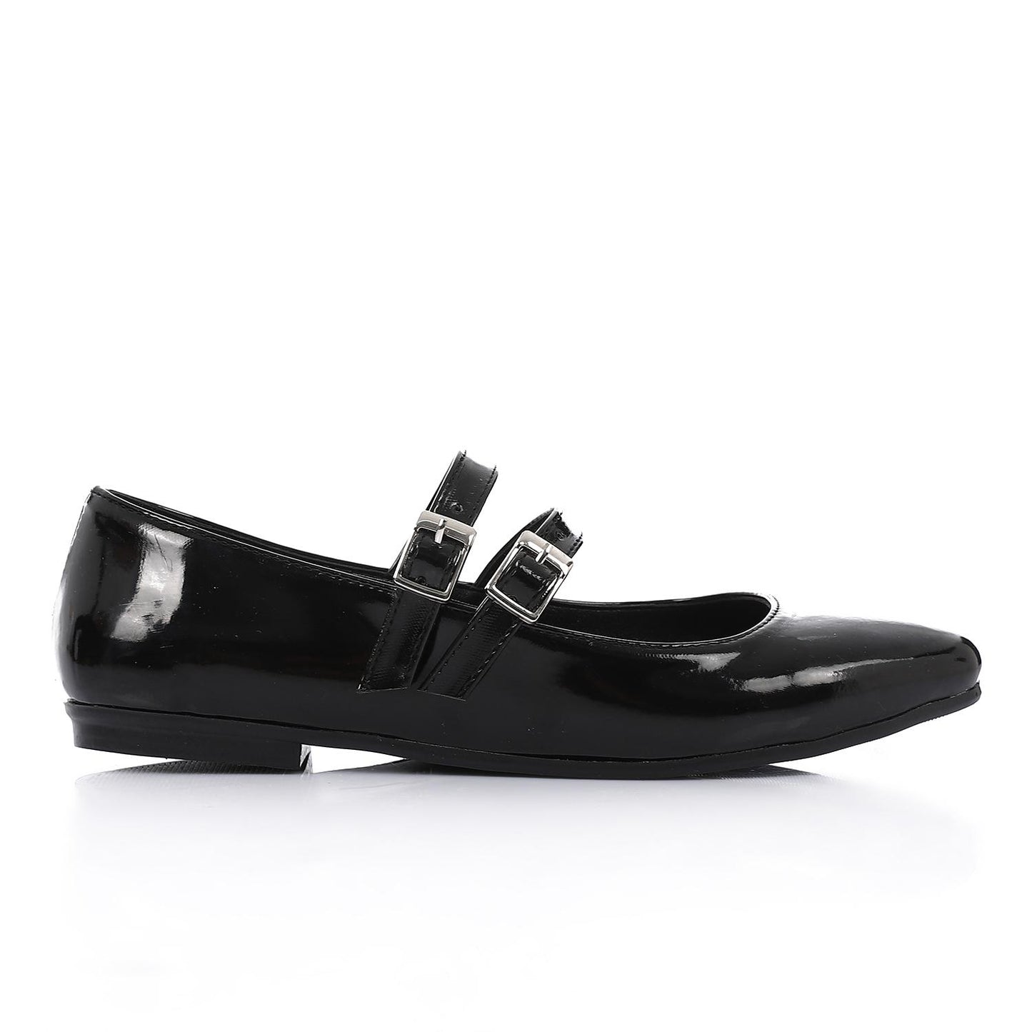 Patent Leather Solid Mary Jane Flats - Black