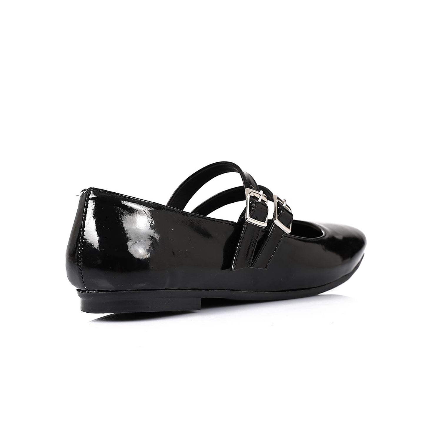 Patent Leather Solid Mary Jane Flats - Black