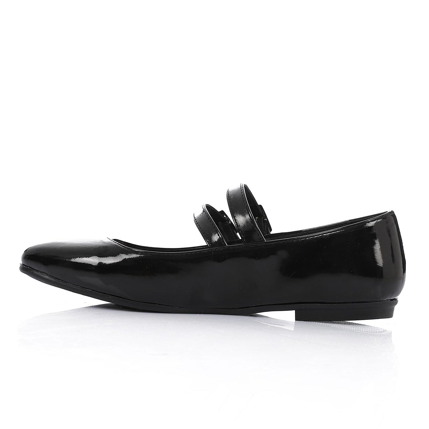 Patent Leather Solid Mary Jane Flats - Black