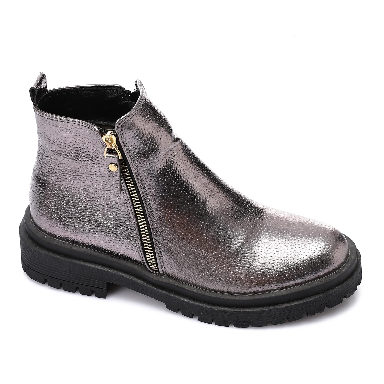 Textured Zip Comfort Ankle Boots – Smoky