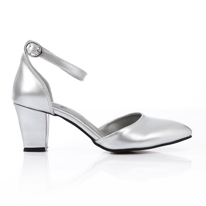 Patent Leather Heeled Shoes - Silver