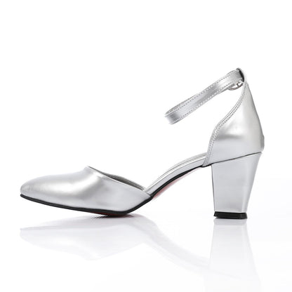 Patent Leather Heeled Shoes - Silver