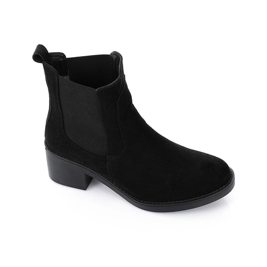 Suede Ankle Chelsea Boot - Black