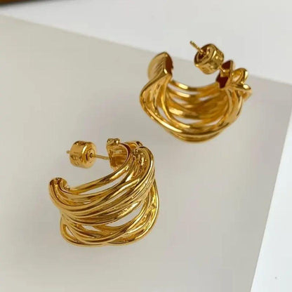 Modern Mesh-Style Gold Earrings