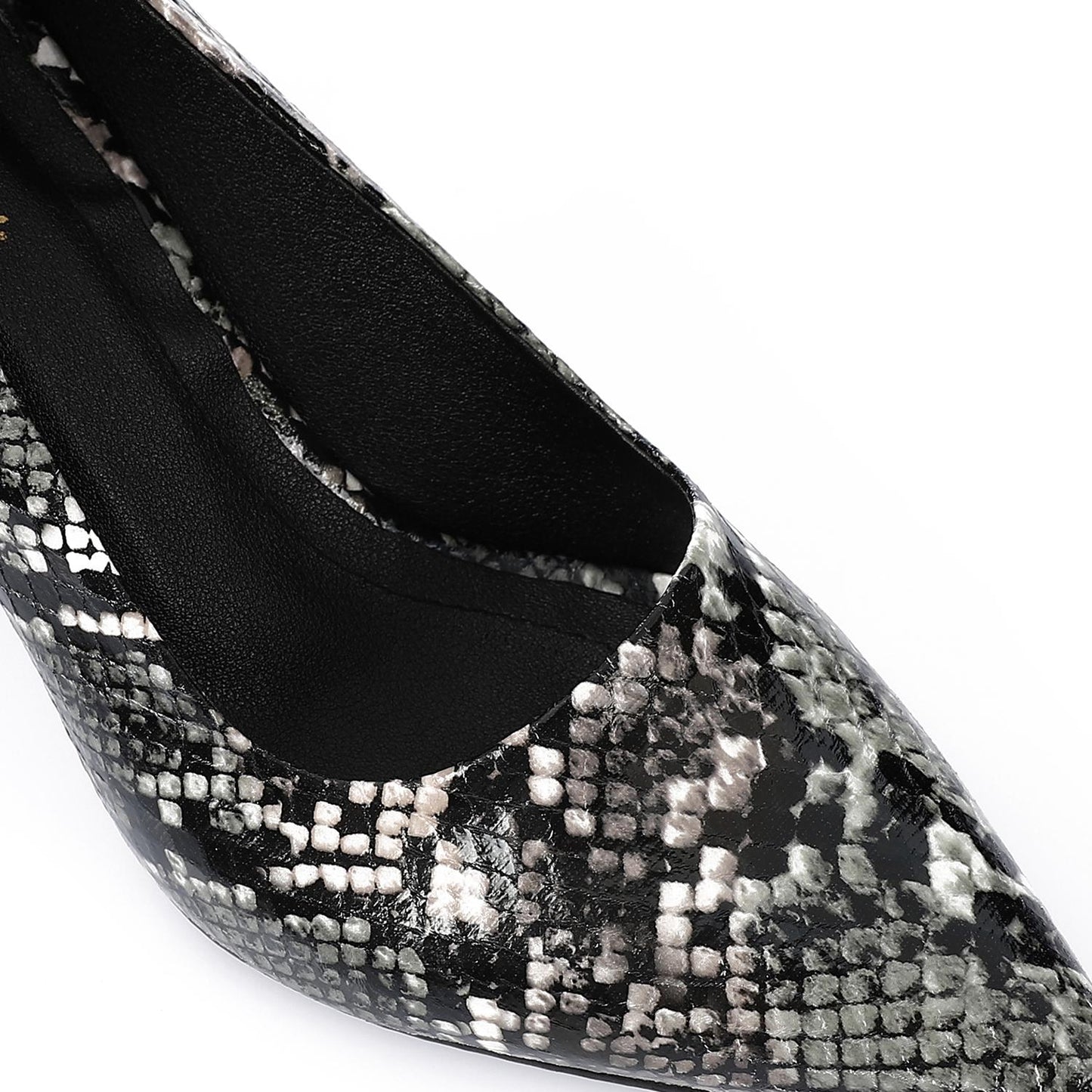 Faux Leather High Heel Mule Sandals - Black