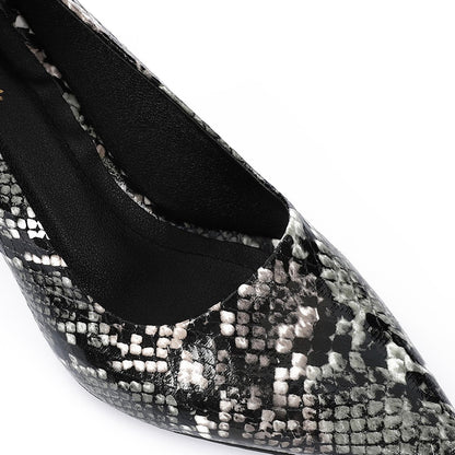 Faux Leather High Heel Mule Sandals - Black