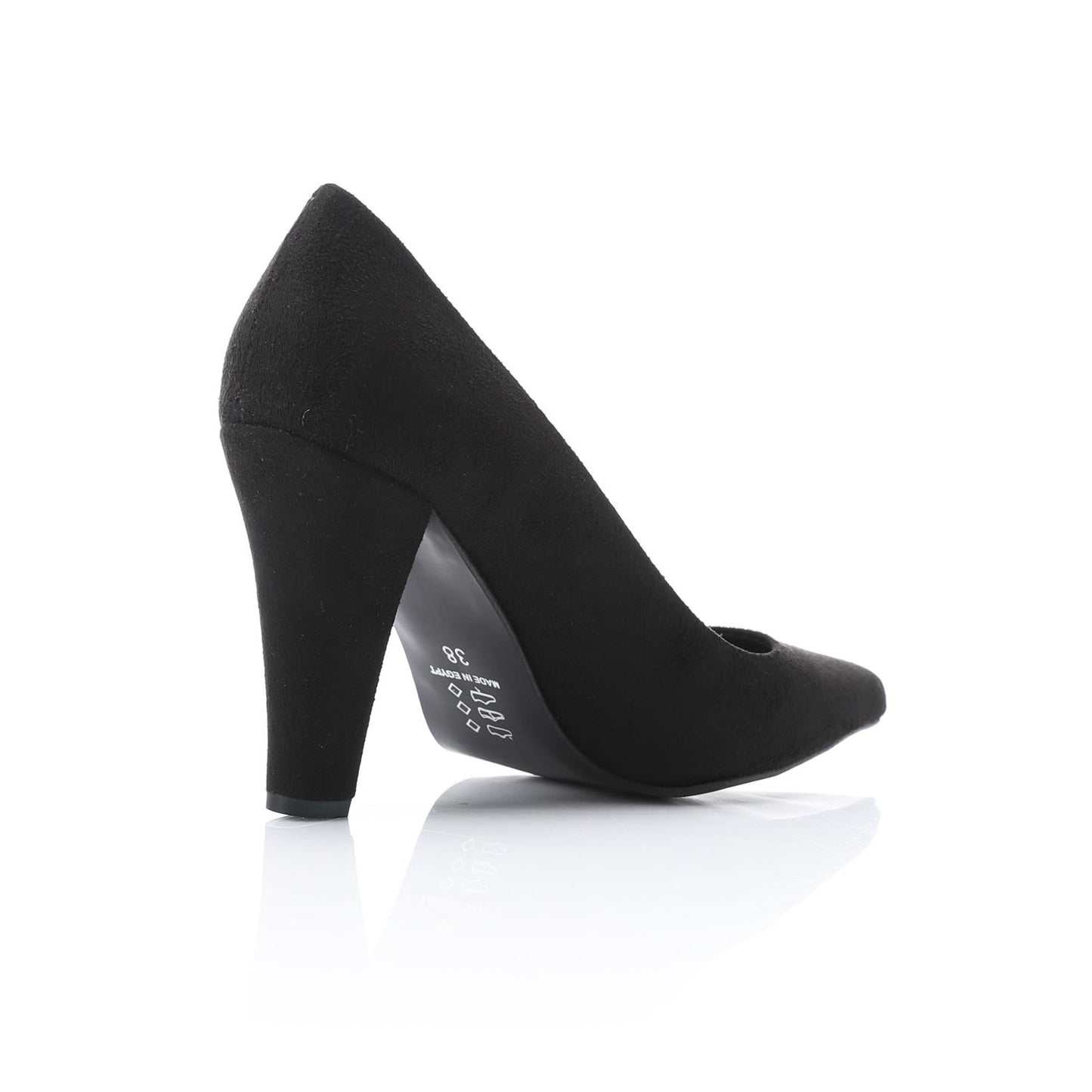 Suede Pointed-Toe Cone Heel Pump - Black