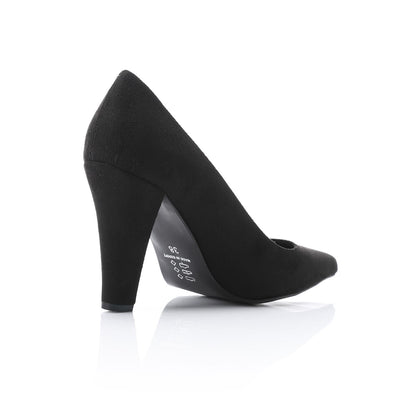 Suede Pointed-Toe Cone Heel Pump - Black