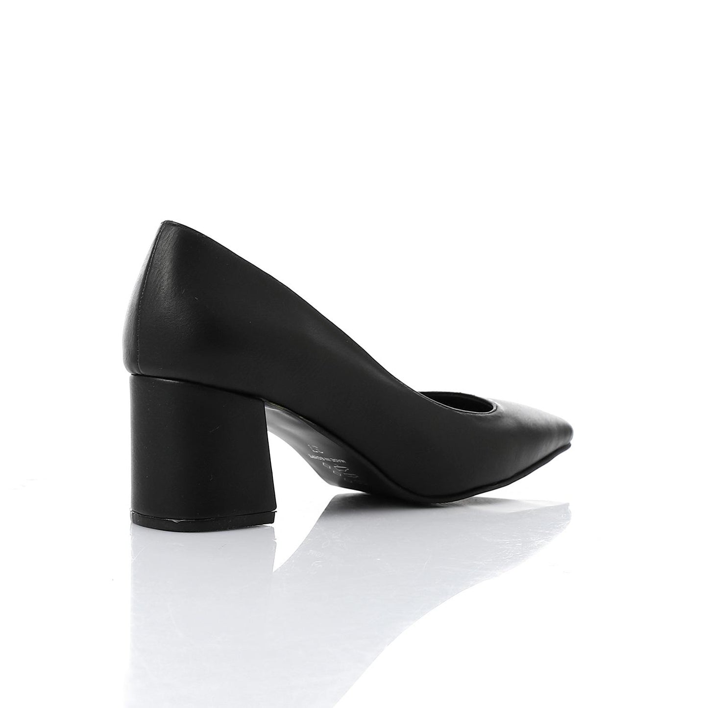 Faux Leather Solid Block Heel Pumps – Black