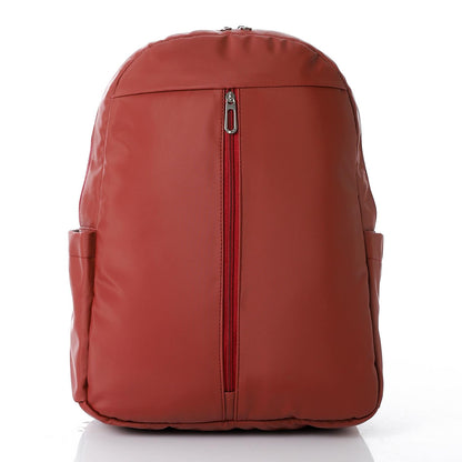 Leather Unisex Backpack - Brick Red