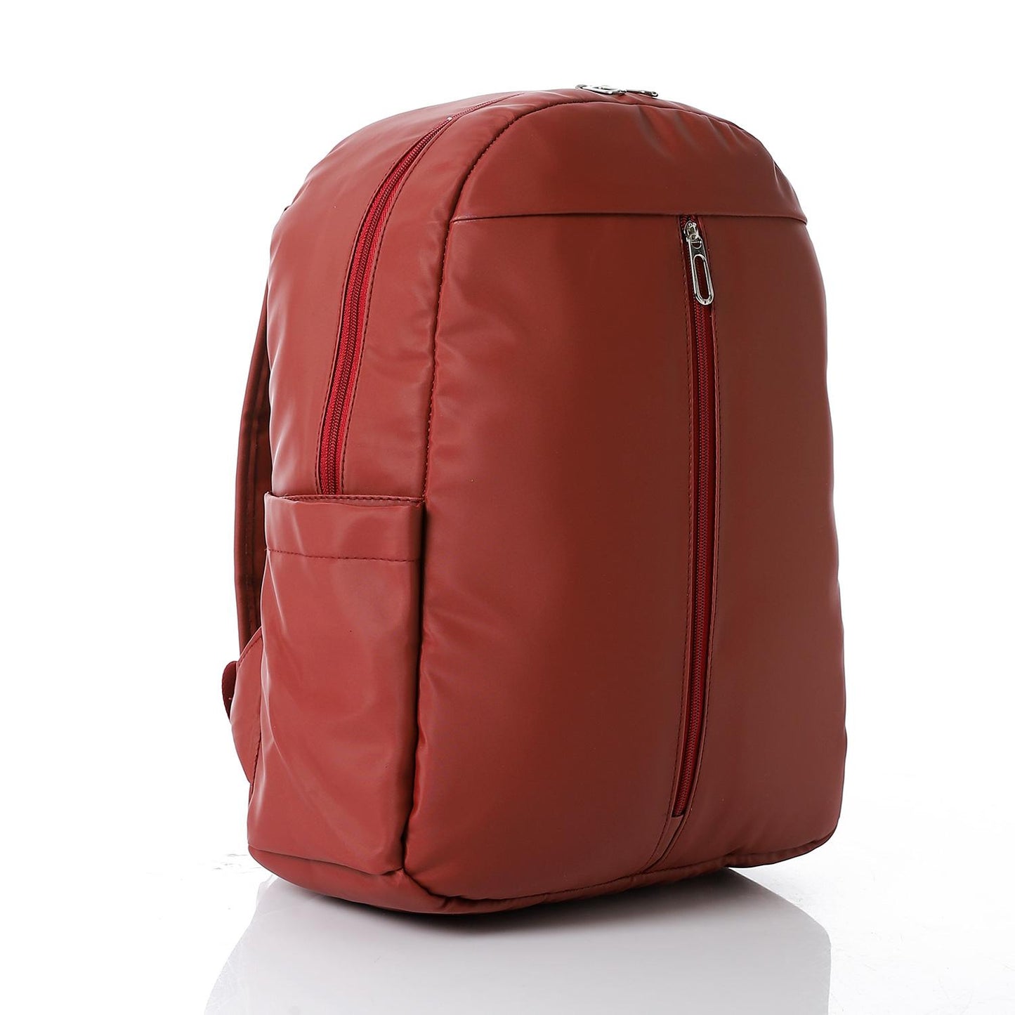 Leather Unisex Backpack - Brick Red