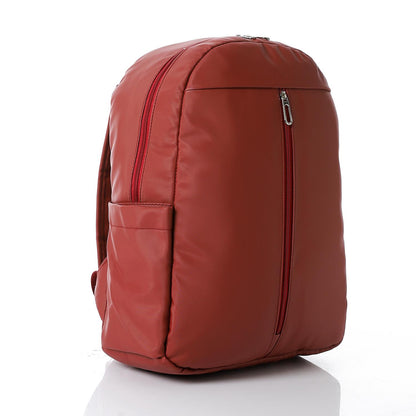 Leather Unisex Backpack - Brick Red