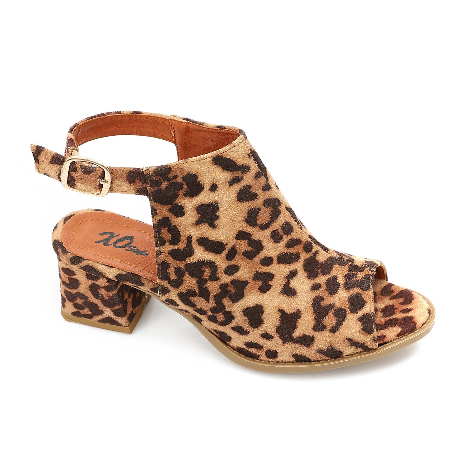 Leopard Print Block Heel Sandal – Leopard Brown
