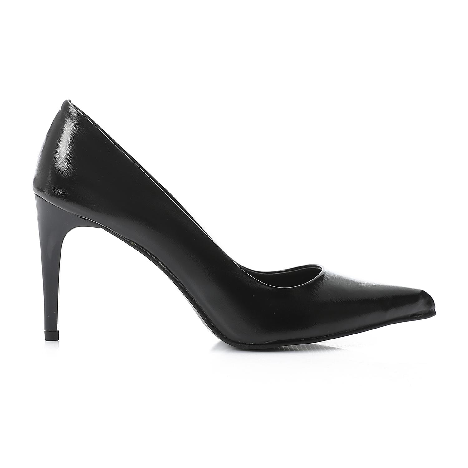 Leather Solid High Heel Pumps – Black