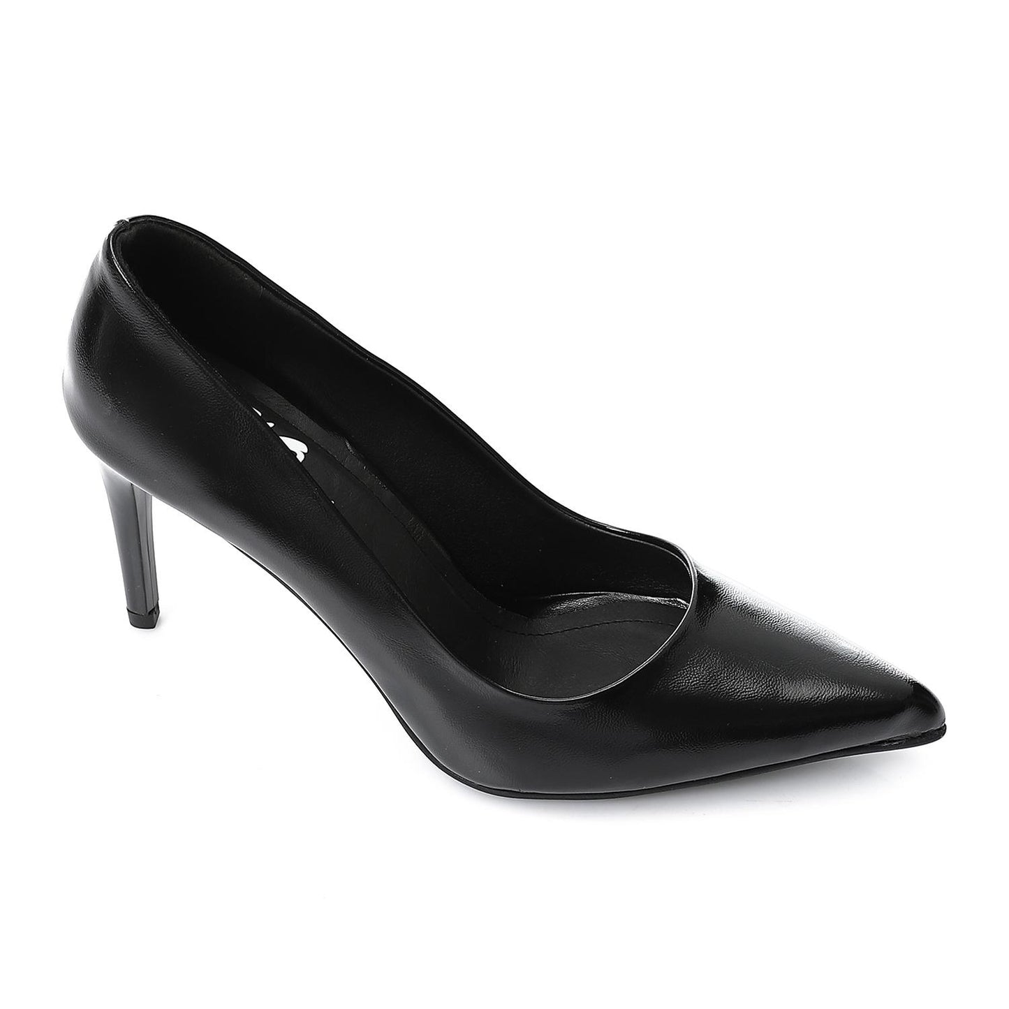 Leather Solid High Heel Pumps – Black