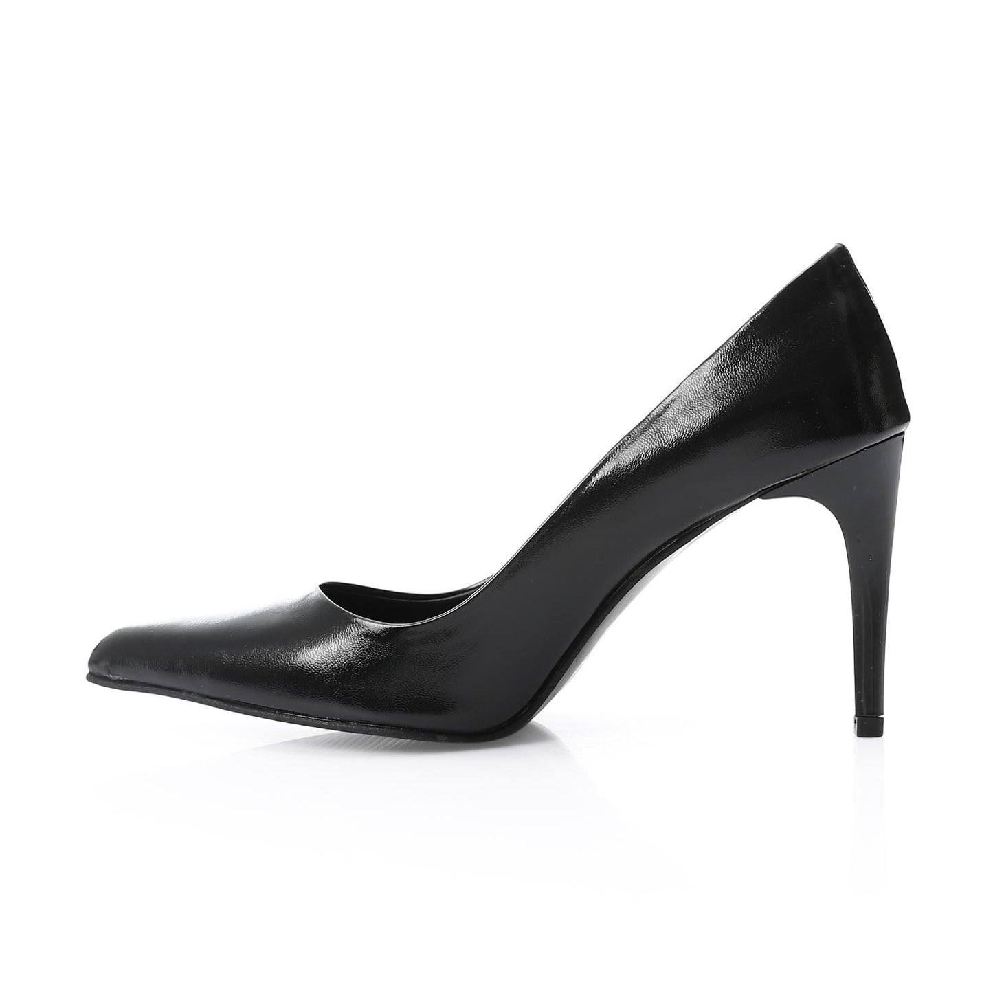 Leather Solid High Heel Pumps – Black