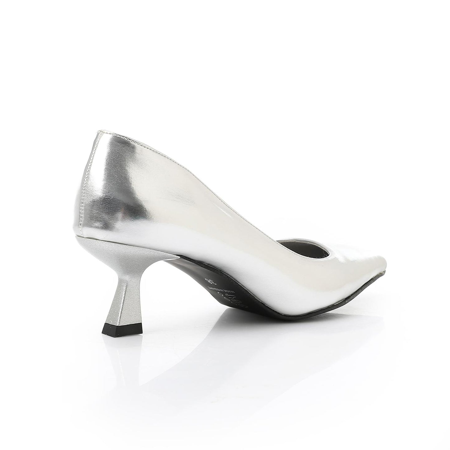 Leather Solid Pointed-Toe Pumps – Silver
