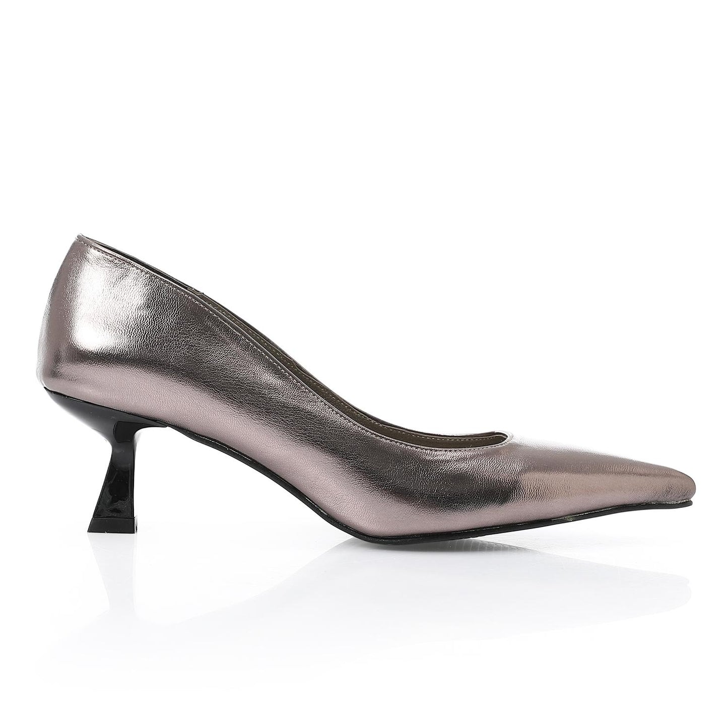 Leather Solid Pointed-Toe Pumps – Smoky Metallic