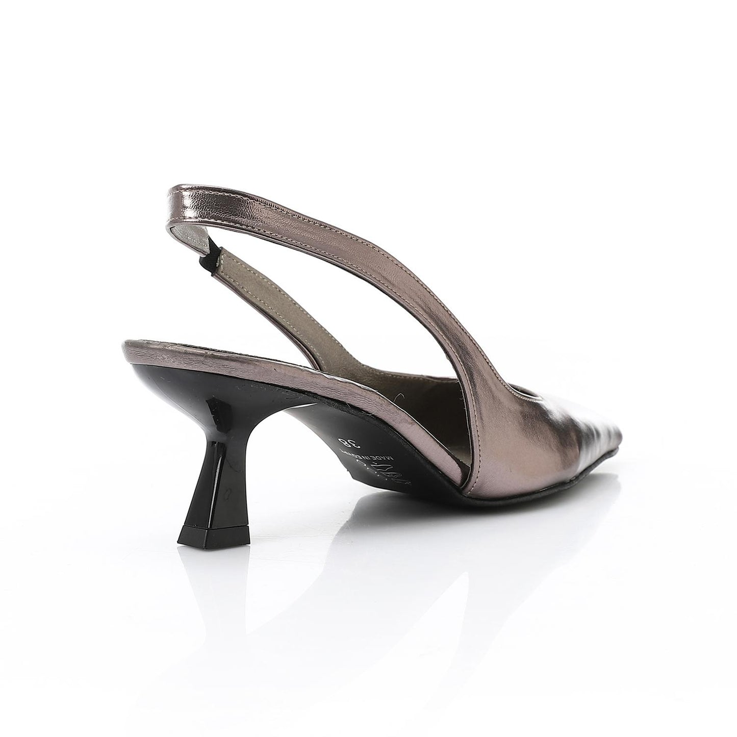 Leather Solid Slingback Pointed-Toe Pumps – Smoky Metallic