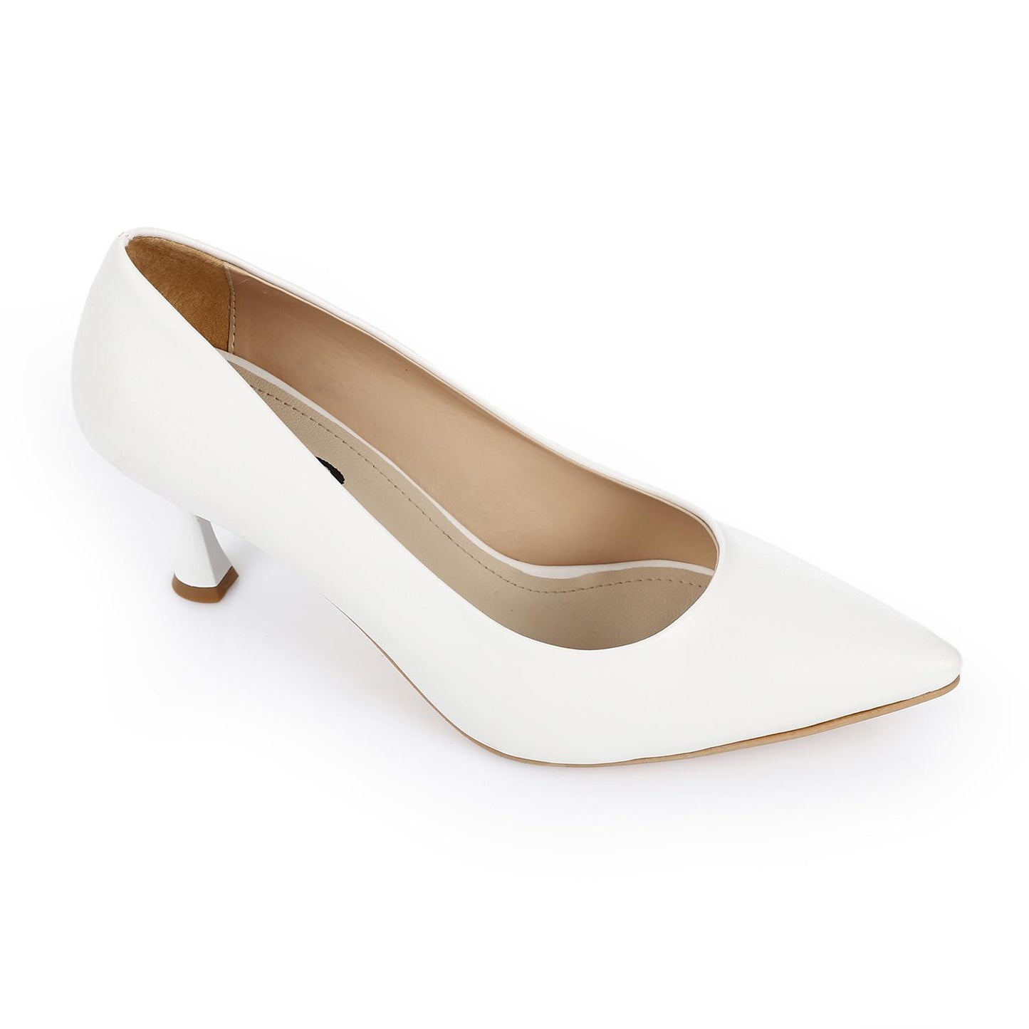 Leather Solid Pumps – White